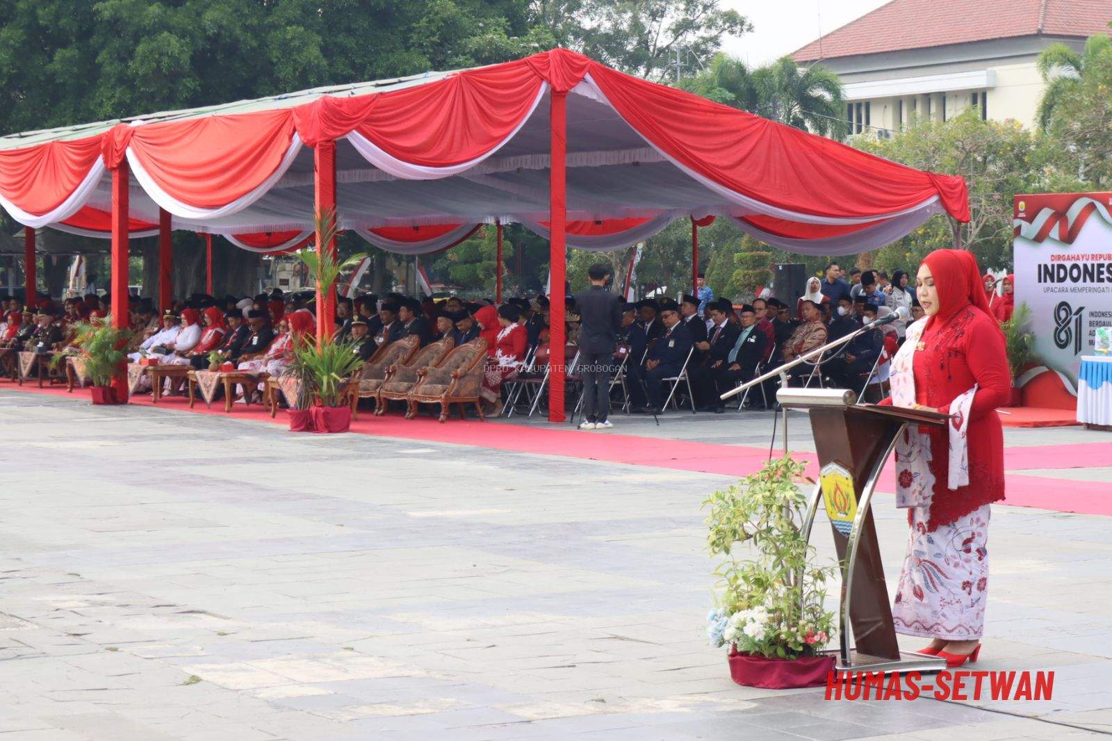 Ketua DPRD Grobogan Hadiri Upacara Peringatan HUT Ke-81 Kemerdekaan RI di Alun-Alun Purwodadi